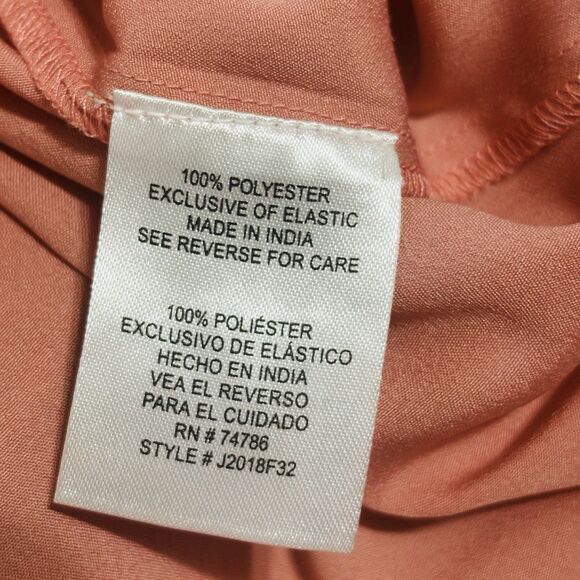 Patrons of Peace OTS Fresco Dress Sz Large Peach Floral Tiered Skirt - Picture 12 of 12